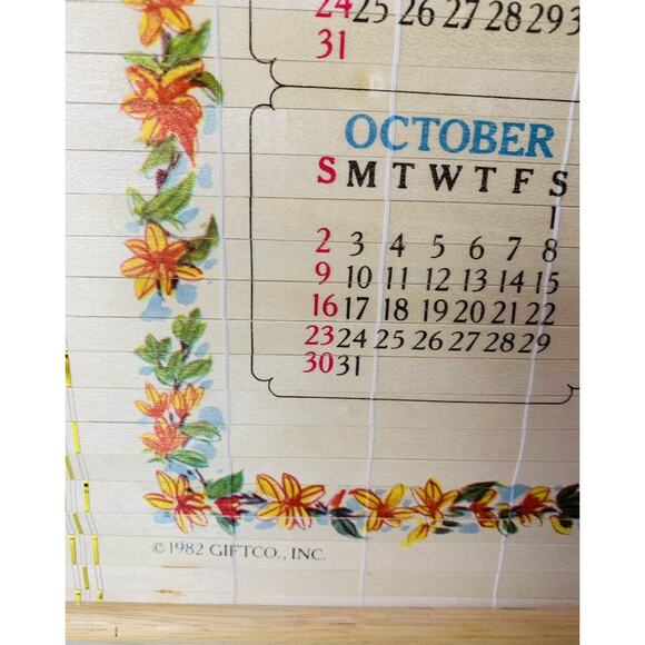 Vintage Bamboo Calendar 1983 Currier & Ives Scene 12.5" x 33" Single Side Stains - Picture 3 of 8